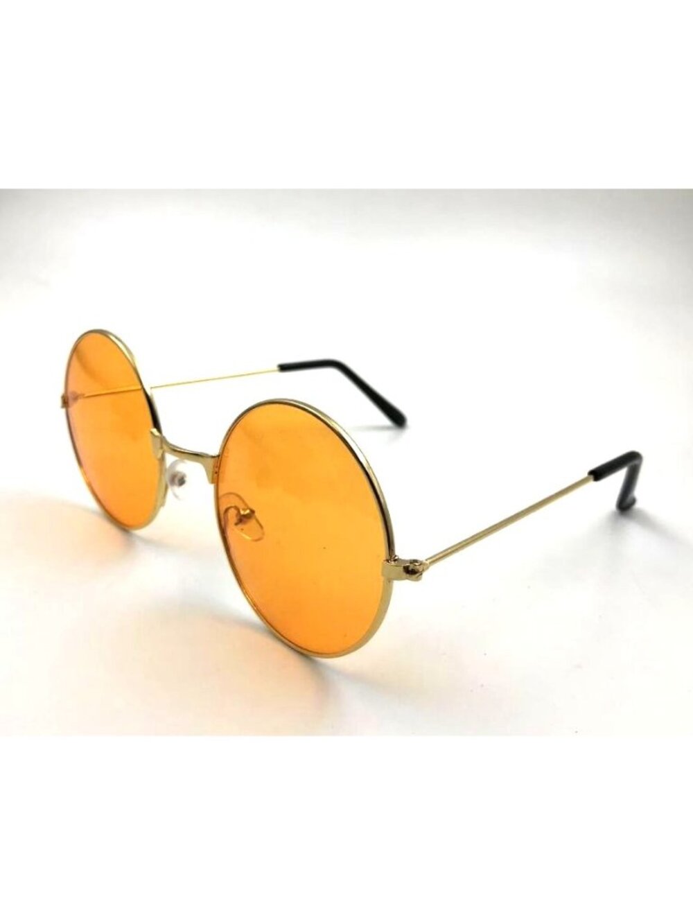 Retro Round Sunglasses With Gold Metal Frame & Light Tea Lenses